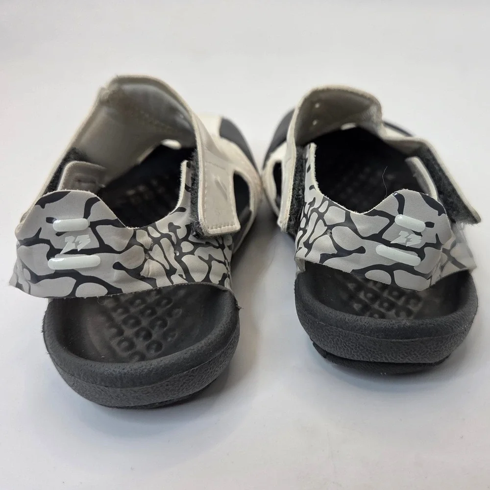 Jordan Flare Infant Toddler Sandals White Black Elephant Print CI7850-100 4C